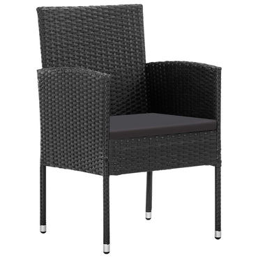 vidaXL Chaises de jardin avec coussins, 4 pcs, noir, résine tressée