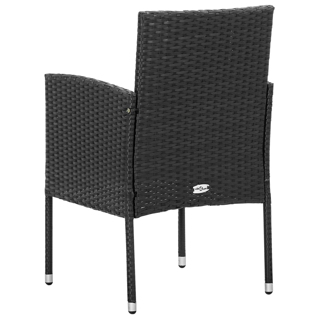 vidaXL Gartenstühle mit Kissen in Schwarz 4 Stk. Schwarz Polyrattan