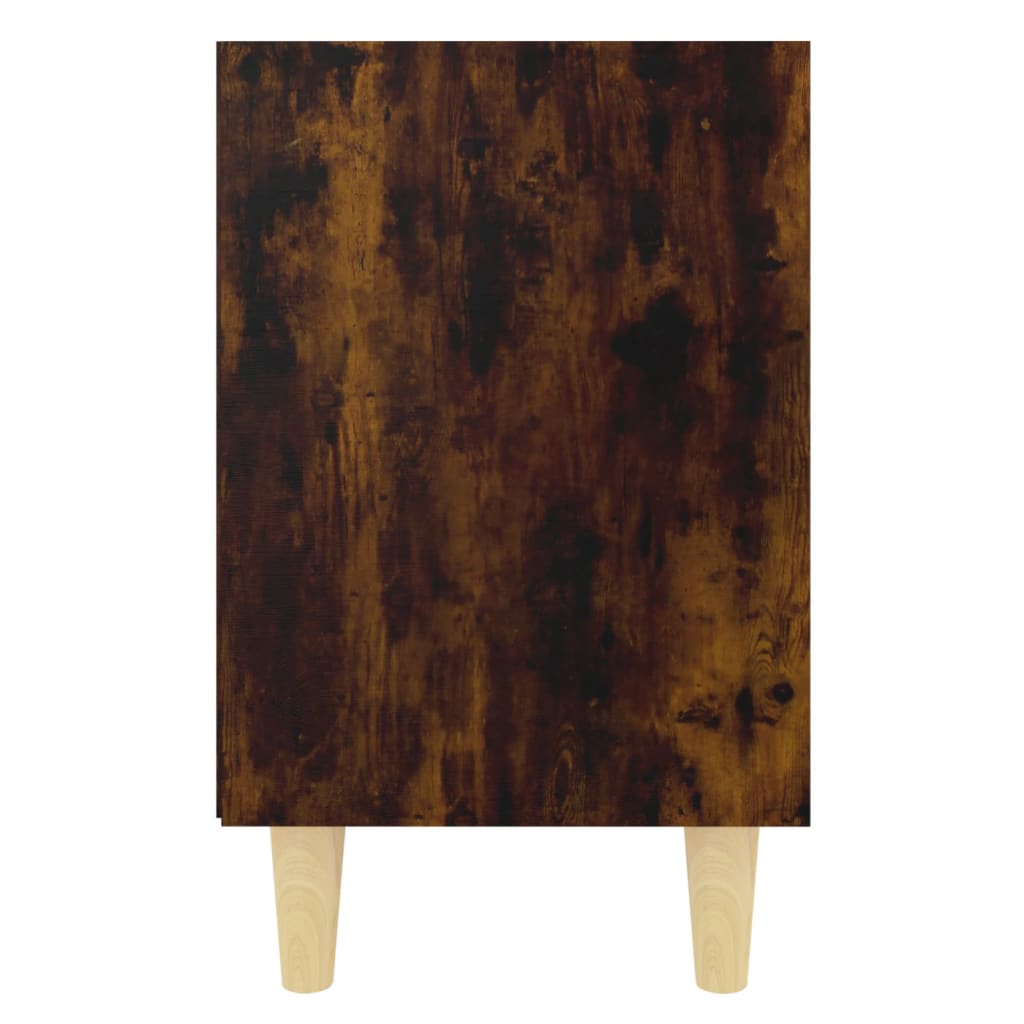 vidaXL Table de chevet avec pieds en bois massif chêne fumé 40x30x50 cm