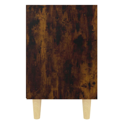 vidaXL Table de chevet avec pieds en bois massif chêne fumé 40x30x50 cm