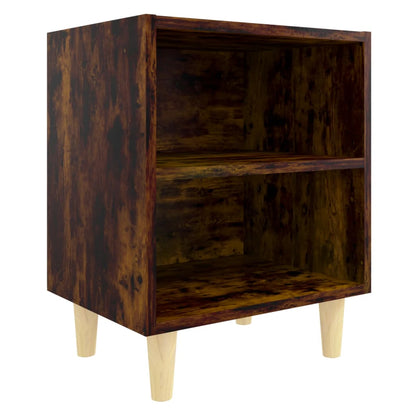 vidaXL Tables de chevet 2 pcs avec pieds en bois massif chêne fumé 40x30x50 cm