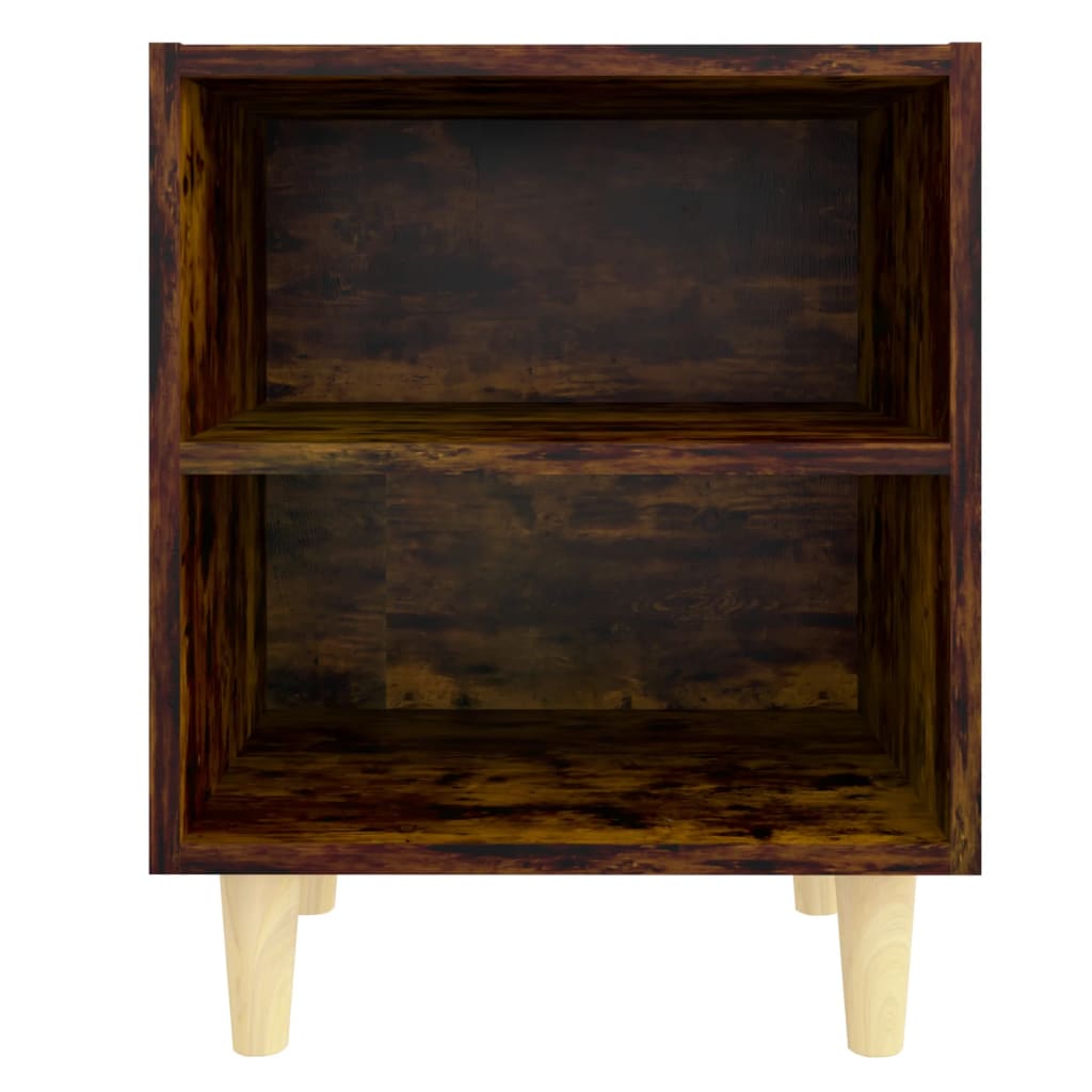 vidaXL Tables de chevet 2 pcs avec pieds en bois massif chêne fumé 40x30x50 cm