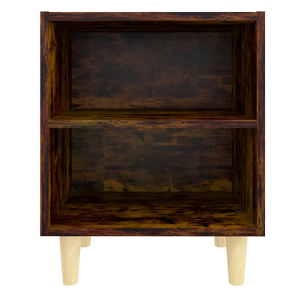 vidaXL Tables de chevet 2 pcs avec pieds en bois massif chêne fumé 40x30x50 cm