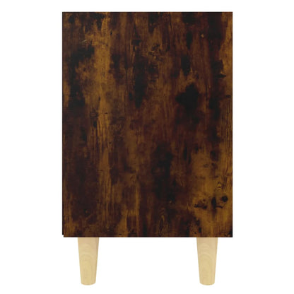vidaXL Tables de chevet 2 pcs avec pieds en bois massif chêne fumé 40x30x50 cm
