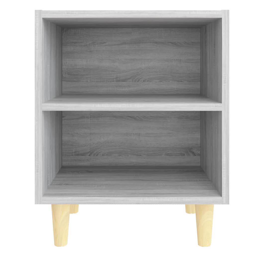 vidaXL Table de chevet avec pieds en bois massif Gris Sonoma 40x30x50 cm