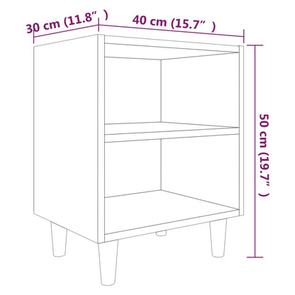 vidaXL Table de chevet avec pieds en bois massif Gris Sonoma 40x30x50 cm