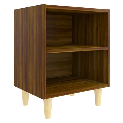 vidaXL Table de chevet avec pieds en bois massif Aspect chêne marron 40x30x50 cm