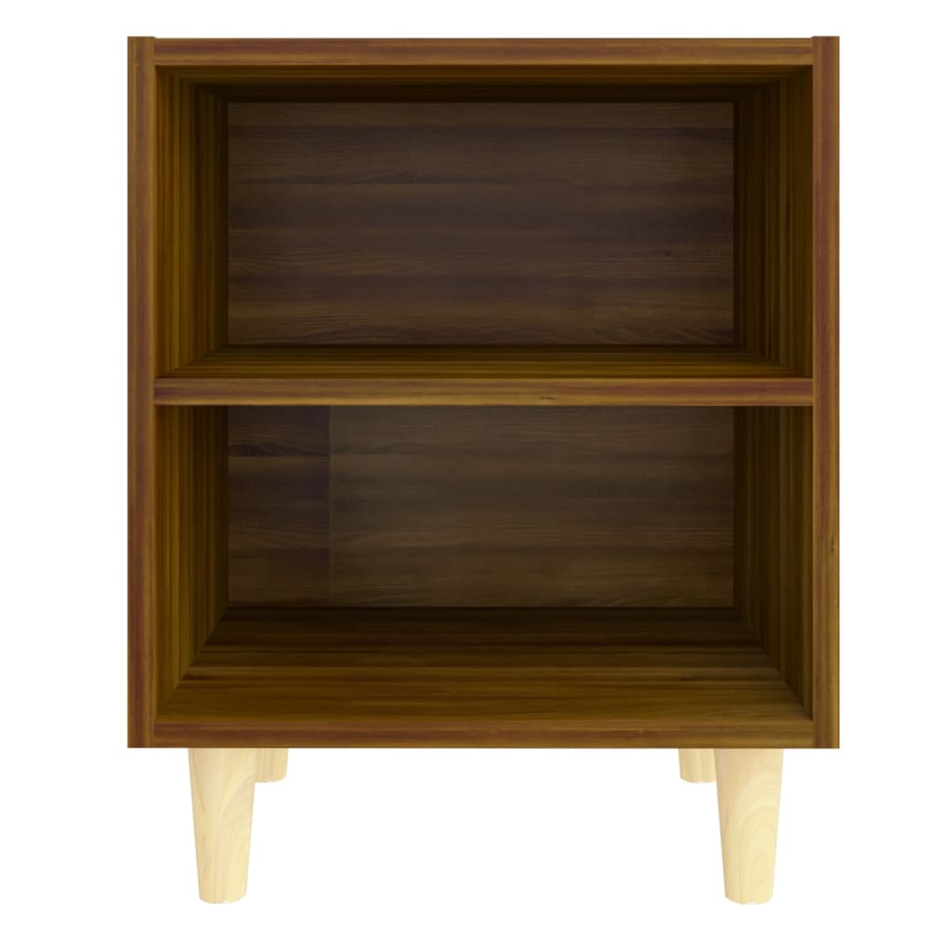 vidaXL Table de chevet avec pieds en bois massif Aspect chêne marron 40x30x50 cm