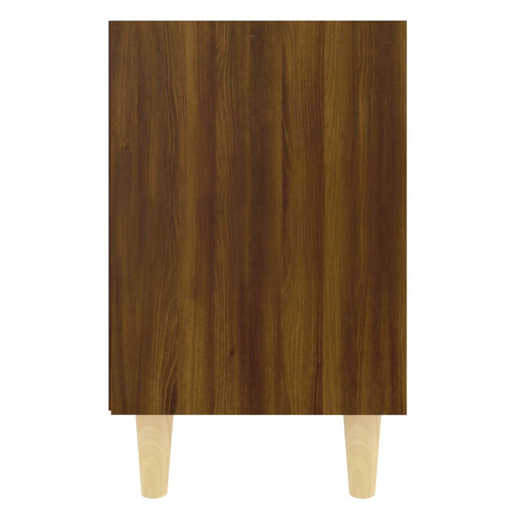 vidaXL Table de chevet avec pieds en bois massif Aspect chêne marron 40x30x50 cm