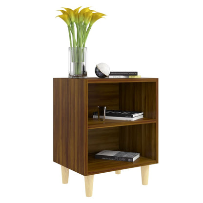 vidaXL Table de chevet avec pieds en bois massif Aspect chêne marron 40x30x50 cm