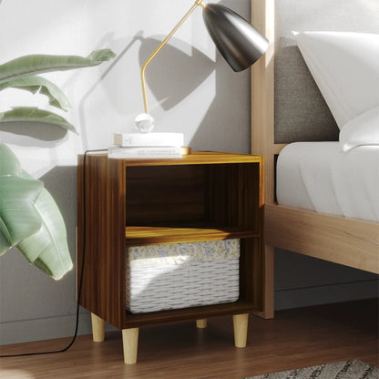 vidaXL Table de chevet avec pieds en bois massif Aspect chêne marron 40x30x50 cm