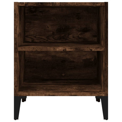 vidaXL Table de chevet avec pieds en métal Chêne fumé 40x30x50 cm