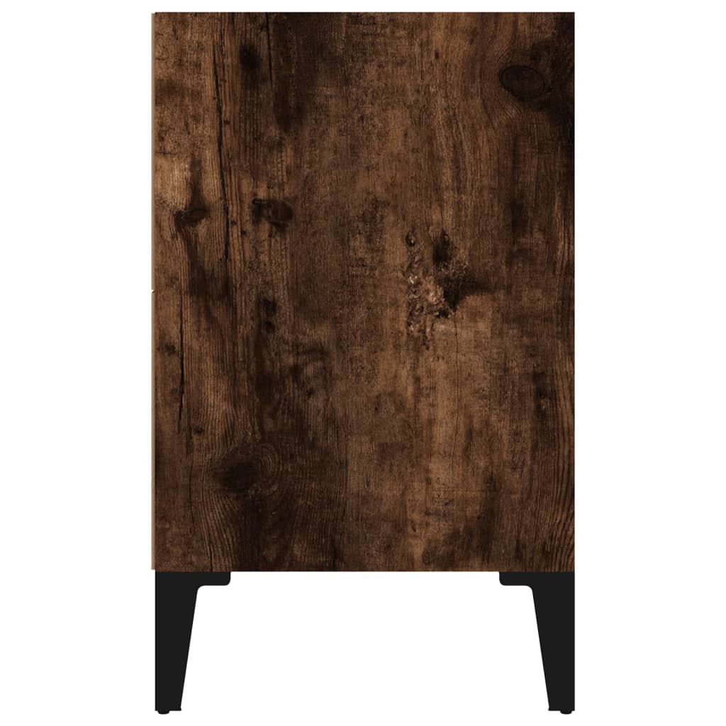 vidaXL Table de chevet avec pieds en métal Chêne fumé 40x30x50 cm