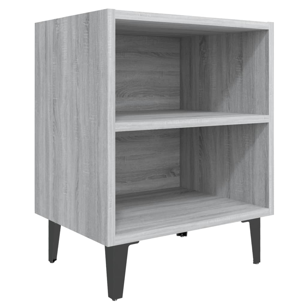 vidaXL Table de chevet avec pieds en métal Gris Sonoma 40x30x50 cm