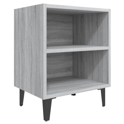vidaXL Table de chevet avec pieds en métal Gris Sonoma 40x30x50 cm
