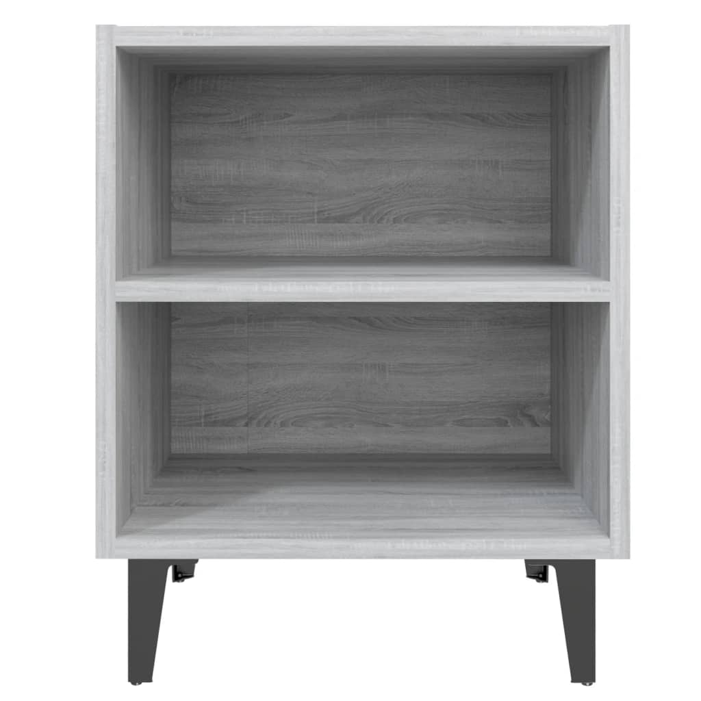 vidaXL Table de chevet avec pieds en métal Gris Sonoma 40x30x50 cm