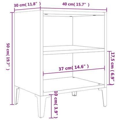 vidaXL Table de chevet avec pieds en métal Gris Sonoma 40x30x50 cm