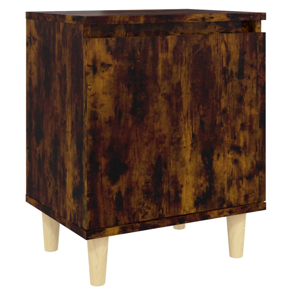 vidaXL Table de chevet avec pieds en bois massif chêne fumé 40x30x50 cm