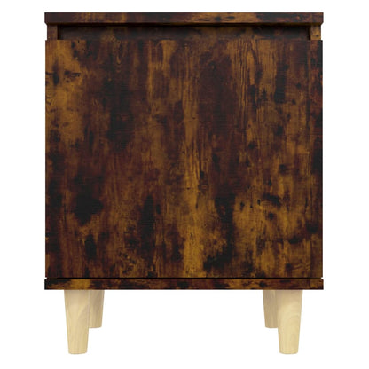 vidaXL Table de chevet avec pieds en bois massif chêne fumé 40x30x50 cm