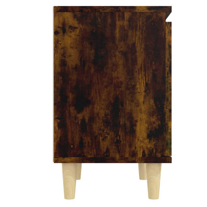 vidaXL Table de chevet avec pieds en bois massif chêne fumé 40x30x50 cm