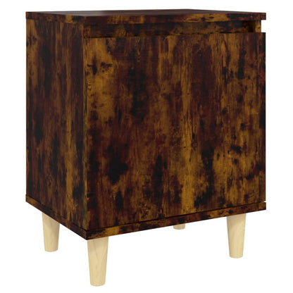 vidaXL Tables de chevet avec pieds en bois massif 2 pcs Chêne fumé 40x30x50 cm