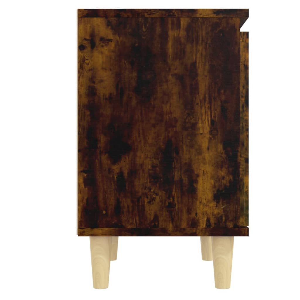 vidaXL Tables de chevet avec pieds en bois massif 2 pcs Chêne fumé 40x30x50 cm