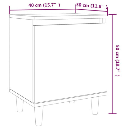 vidaXL Tables de chevet avec pieds en bois massif 2 pcs Chêne fumé 40x30x50 cm
