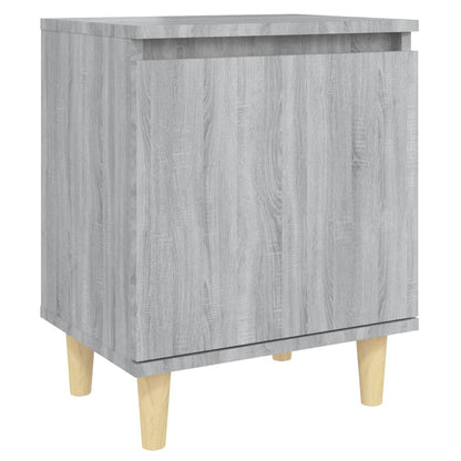 vidaXL Table de chevet avec pieds en bois massif Gris Sonoma 40x30x50 cm