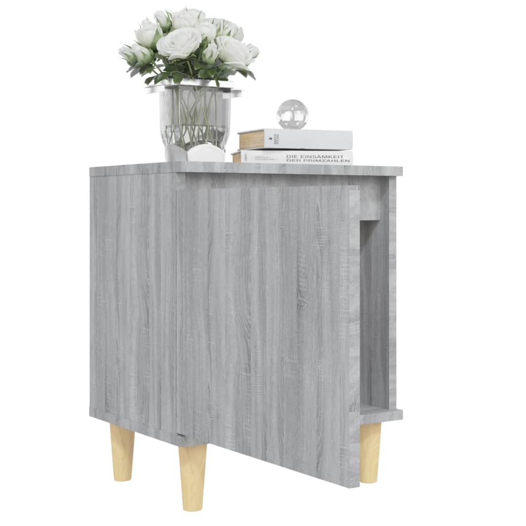 vidaXL Table de chevet avec pieds en bois massif Gris Sonoma 40x30x50 cm