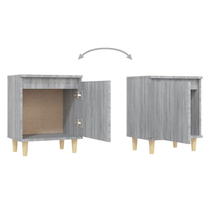 vidaXL Table de chevet avec pieds en bois massif Gris Sonoma 40x30x50 cm