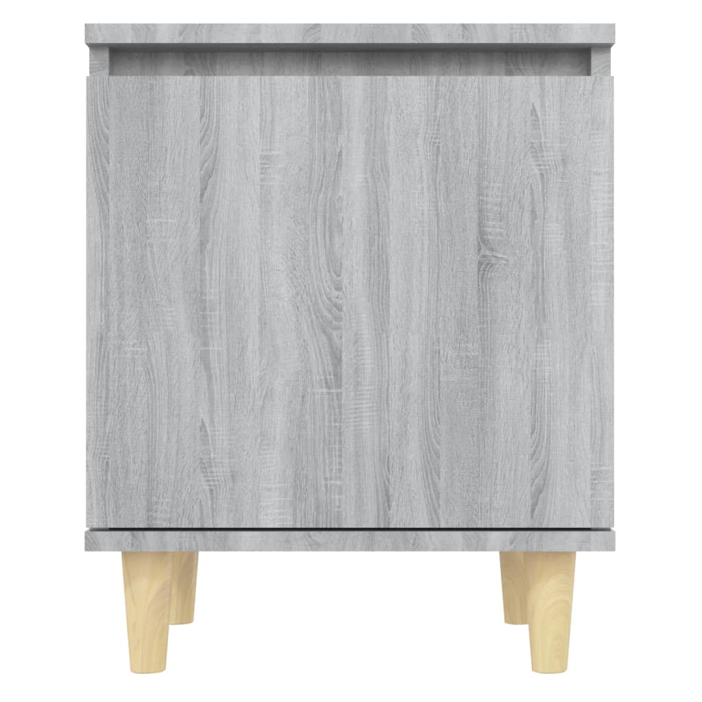 vidaXL Table de chevet avec pieds en bois massif Gris Sonoma 40x30x50 cm