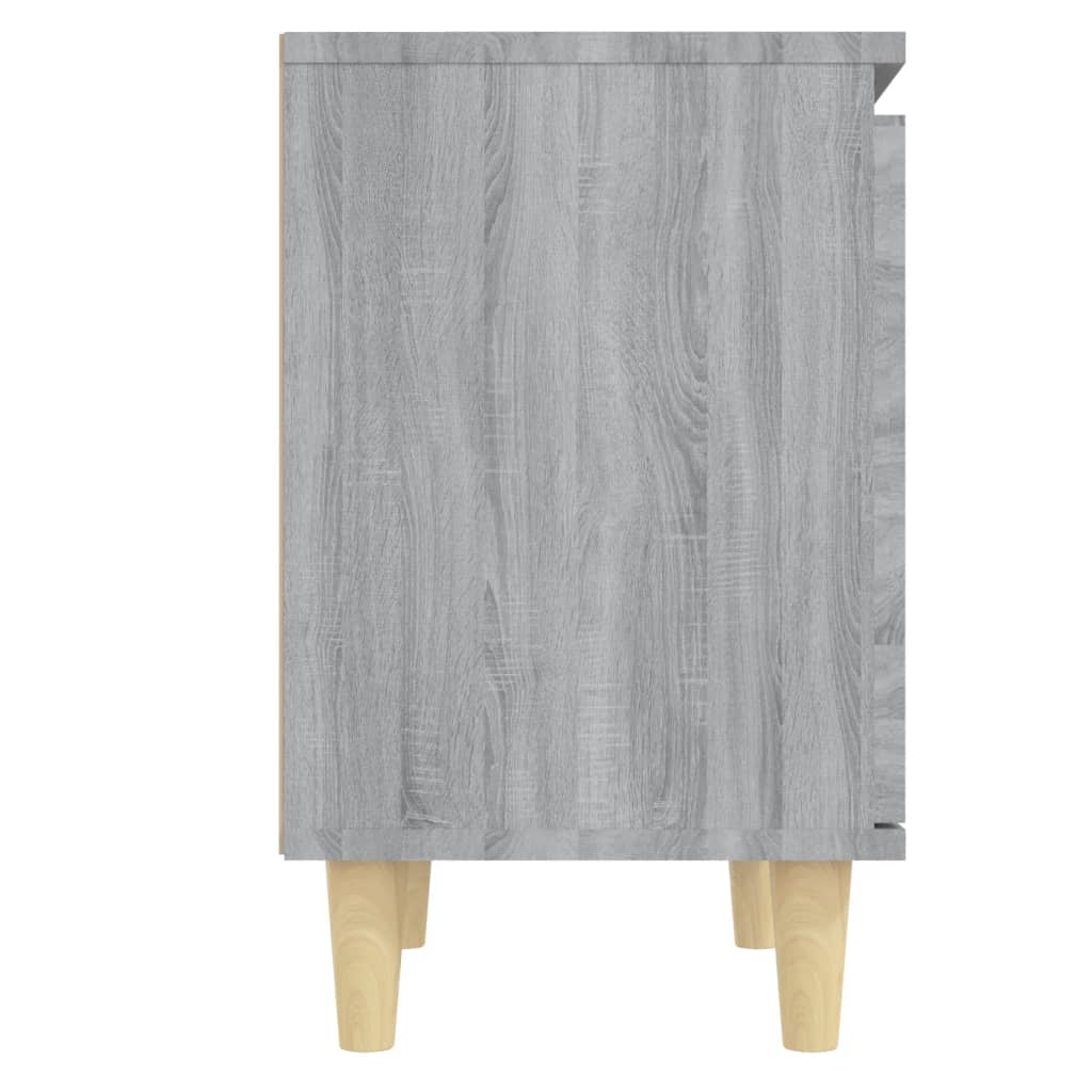 vidaXL Table de chevet avec pieds en bois massif Gris Sonoma 40x30x50 cm