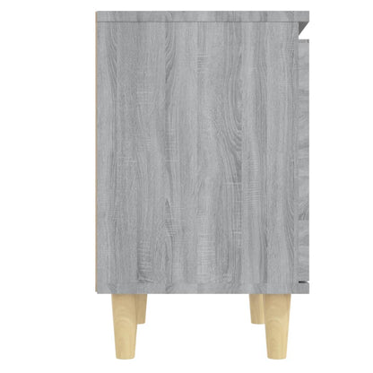 vidaXL Table de chevet avec pieds en bois massif Gris Sonoma 40x30x50 cm