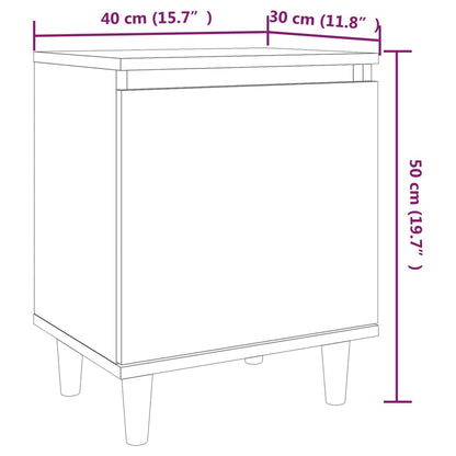 vidaXL Table de chevet avec pieds en bois massif Gris Sonoma 40x30x50 cm