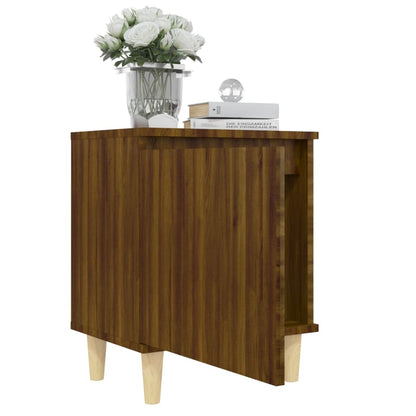 vidaXL Table de chevet avec pieds en bois massif, aspect chêne marron 40x30x50 cm