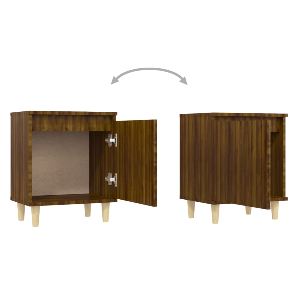 vidaXL Table de chevet avec pieds en bois massif, aspect chêne marron 40x30x50 cm