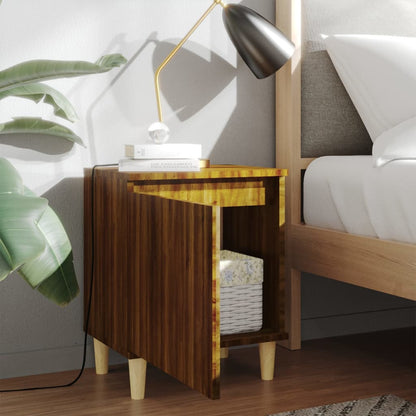 vidaXL Tables de chevet à pieds en bois massif 2 pcs Marron aspect chêne