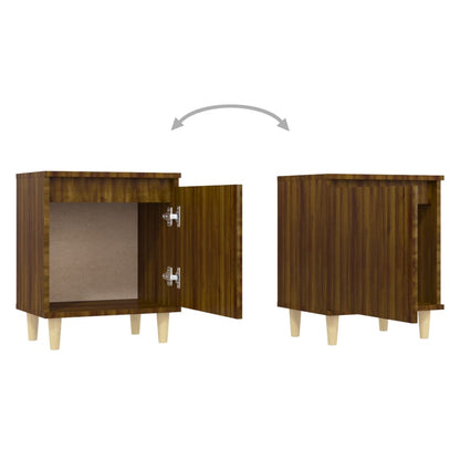 vidaXL Tables de chevet à pieds en bois massif 2 pcs Marron aspect chêne