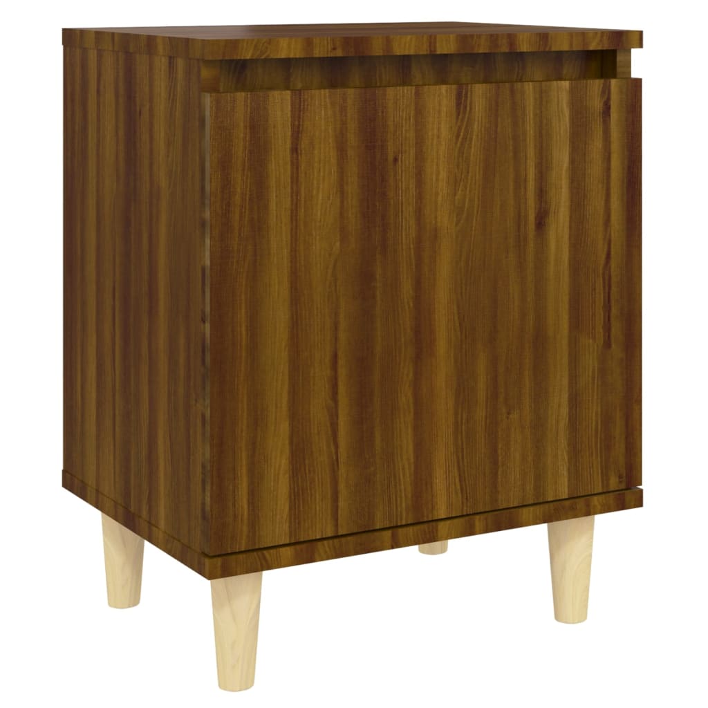 vidaXL Tables de chevet à pieds en bois massif 2 pcs Marron aspect chêne