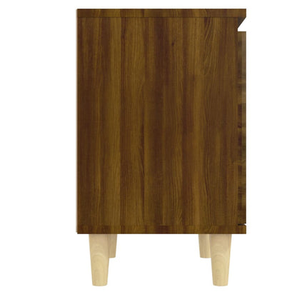vidaXL Tables de chevet à pieds en bois massif 2 pcs Marron aspect chêne