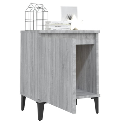 vidaXL Table de chevet avec pieds en métal Gris Sonoma 40x30x50 cm