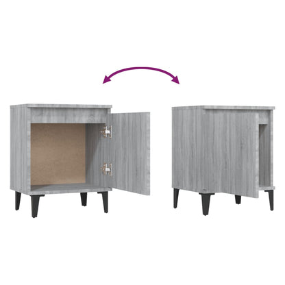 vidaXL Table de chevet avec pieds en métal Gris Sonoma 40x30x50 cm