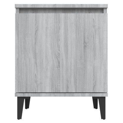vidaXL Table de chevet avec pieds en métal Gris Sonoma 40x30x50 cm