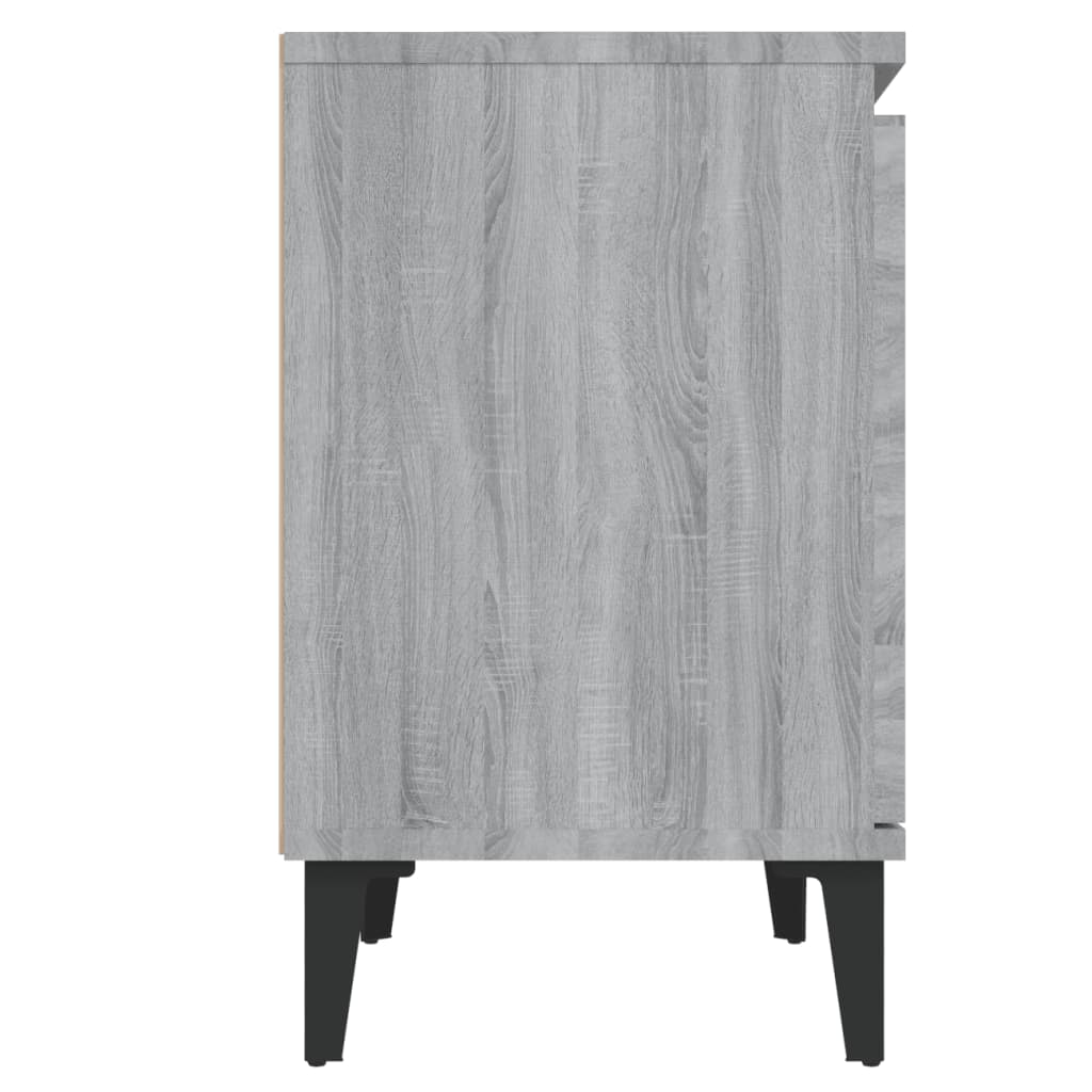 vidaXL Table de chevet avec pieds en métal Gris Sonoma 40x30x50 cm