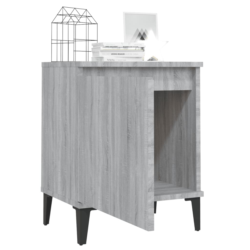 vidaXL Tables de chevet avec pieds en métal Gris Sonoma 40x30x50 cm