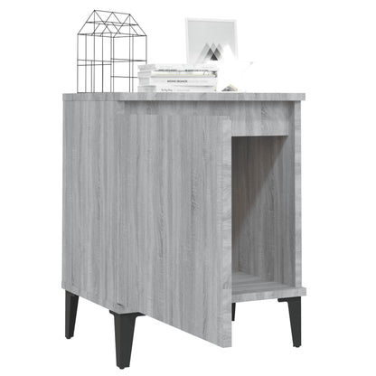 vidaXL Tables de chevet avec pieds en métal Gris Sonoma 40x30x50 cm