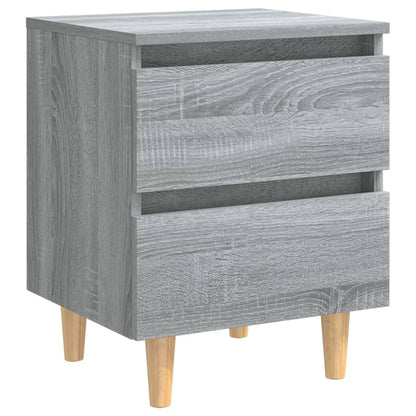 vidaXL Table de chevet avec pieds en bois massif 2 pcs Gris Sonoma 40x35x50 cm