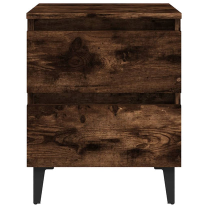 vidaXL Table de chevet avec pieds en métal Chêne fumé 40x35x50 cm