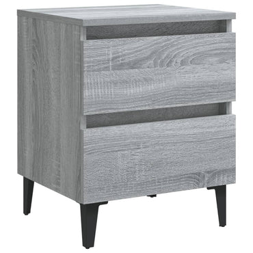 vidaXL Table de chevet avec pieds en métal Gris et Chêne Sonoma 40x35x50 cm