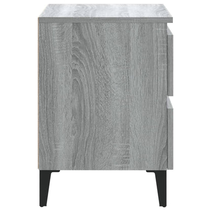 vidaXL Table de chevet avec pieds en métal Gris et Chêne Sonoma 40x35x50 cm
